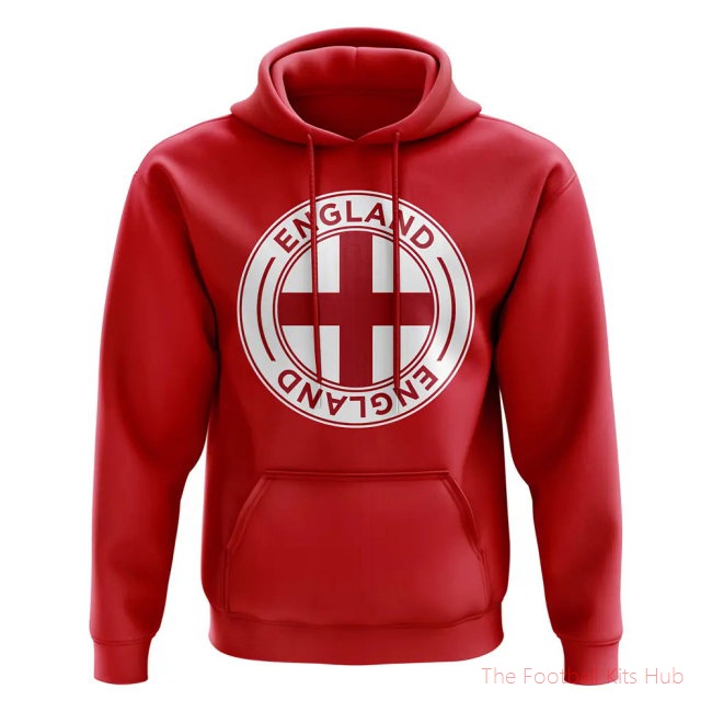 England Football Badge Hoodie (Red)-unisoccer store
