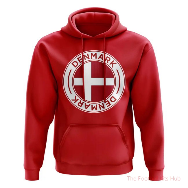 Denmark Football Badge Hoodie (Red)-unisoccer store