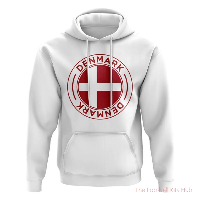 Denmark Football Badge Hoodie (White)-unisoccer store