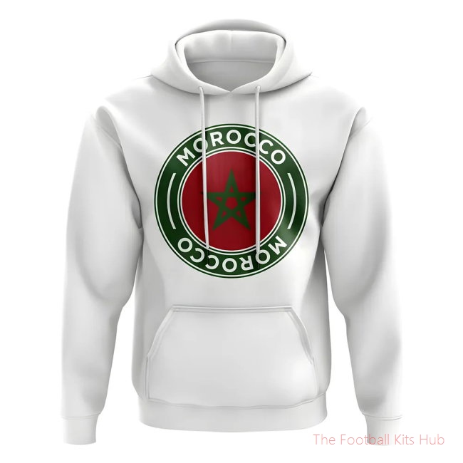Morocco Football Badge Hoodie (White)-unisoccer store