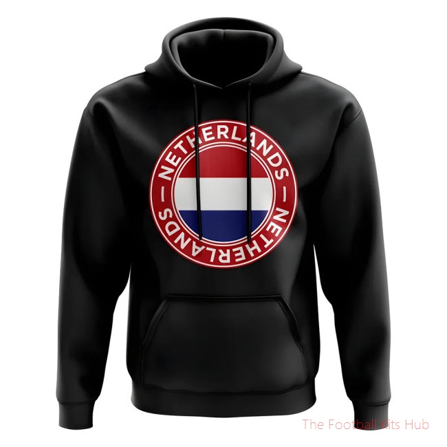 Netherlands Football Badge Hoodie (Black)-unisoccer store