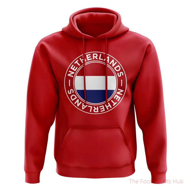 Netherlands Football Badge Hoodie (Red)-unisoccer store