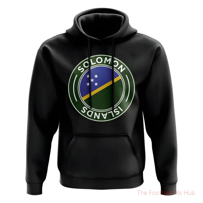 Solomon Islands Football Badge Hoodie (Black)-unisoccer store