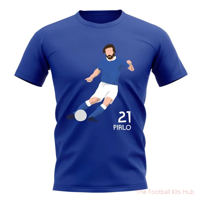 Andrea Pirlo Italy Player Graphic T-Shirt (Blue)-unisoccer store