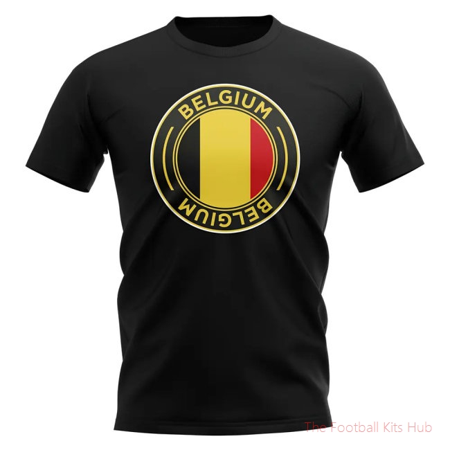 Belgium Football Badge T-Shirt (Black)-unisoccer store