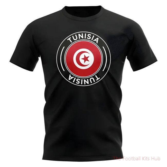 Tunisia Football Badge T-Shirt (Black)-unisoccer store