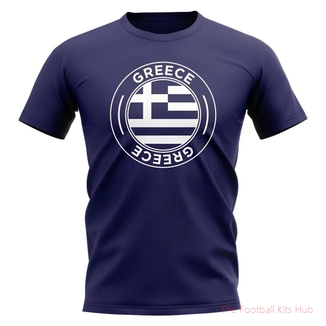 Greece Football Badge T-Shirt (Navy)-unisoccer store