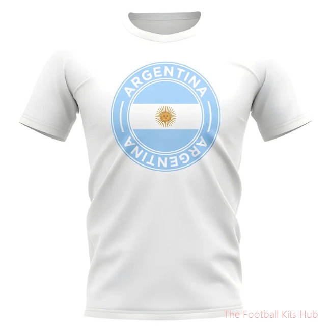 Argentina Football Badge T-Shirt (White)-unisoccer store