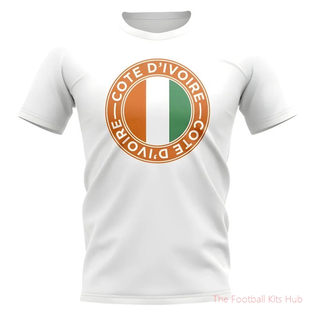 Cote D'Ivoire Football Badge T-Shirt (White)-unisoccer store