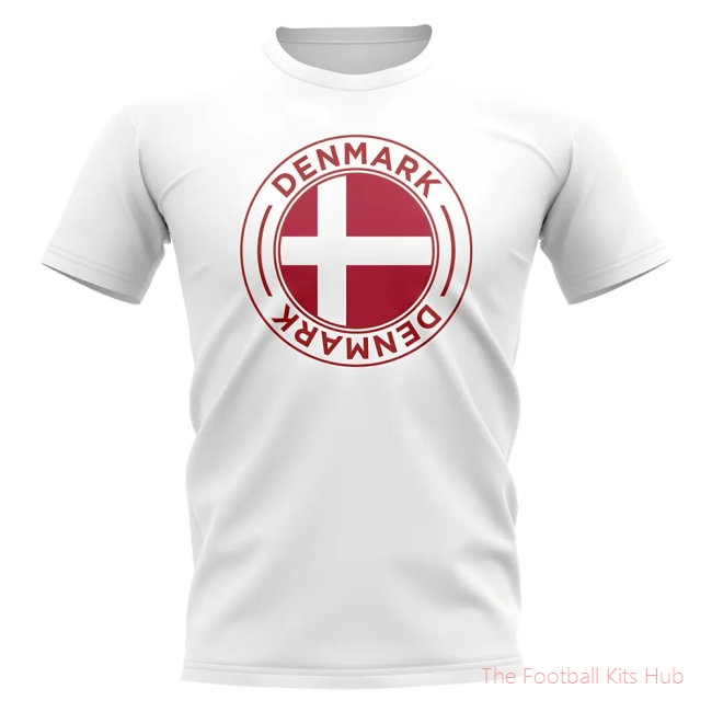 Denmark Football Badge T-Shirt (White)-unisoccer store