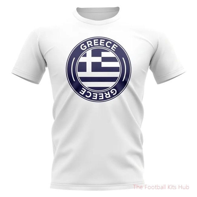 Greece Football Badge T-Shirt (White)-unisoccer store