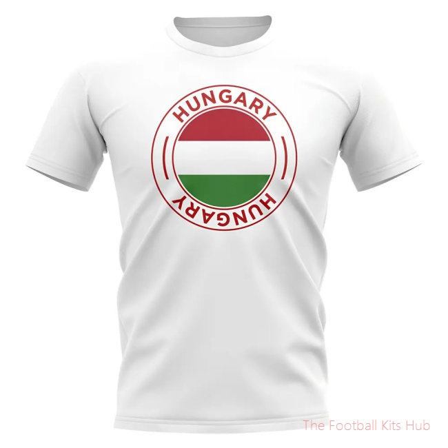 Hungary Football Badge T-Shirt (White)-unisoccer store