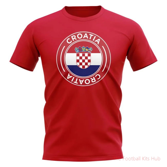Croatia Football Badge T-Shirt (Red)-unisoccer store