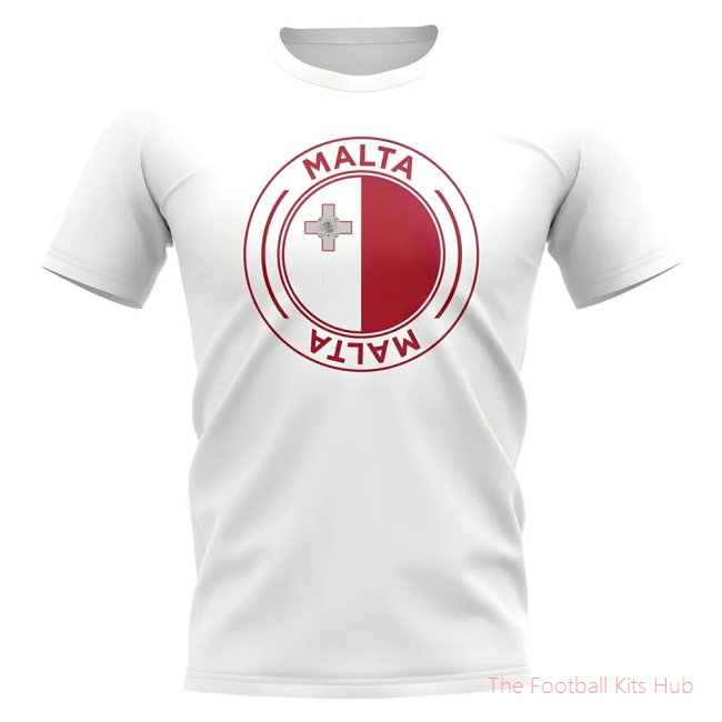 Malta Football Badge T-Shirt (White)-unisoccer store