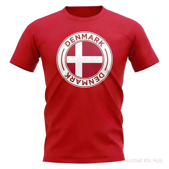 Denmark Football Badge T-Shirt (Red)-unisoccer store