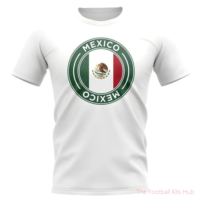 Mexico Football Badge T-Shirt (White)-unisoccer store