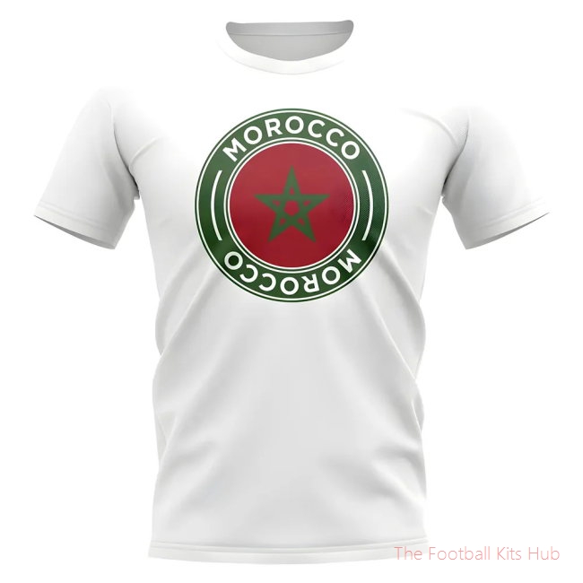Morocco Football Badge T-Shirt (White)-unisoccer store