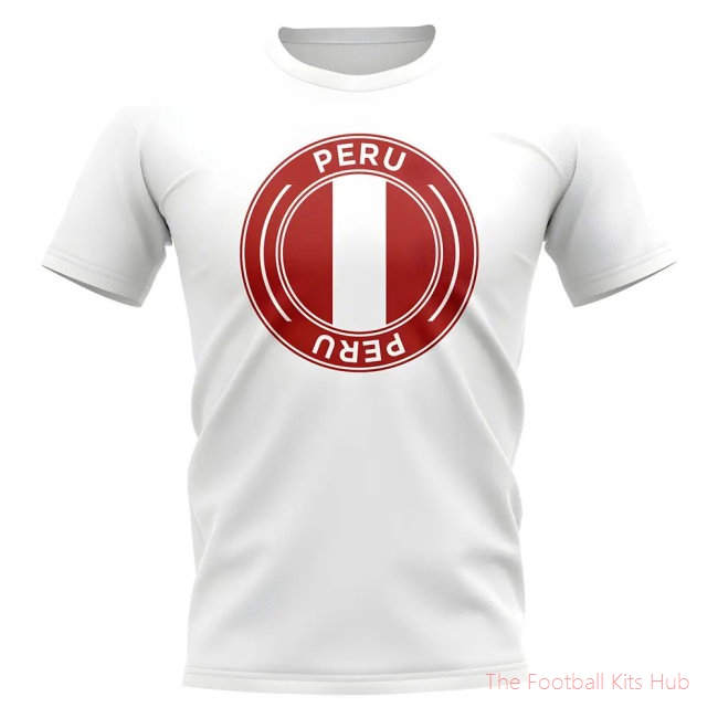 Peru Football Badge T-Shirt (White)-unisoccer store