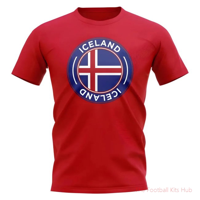 Iceland Football Badge T-Shirt (Red)-unisoccer store