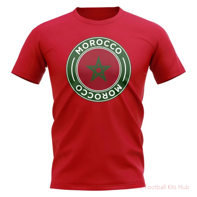 Morocco Football Badge T-Shirt (Red)-unisoccer store
