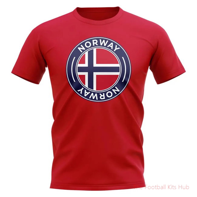 Norway Football Badge T-Shirt (Red)-unisoccer store