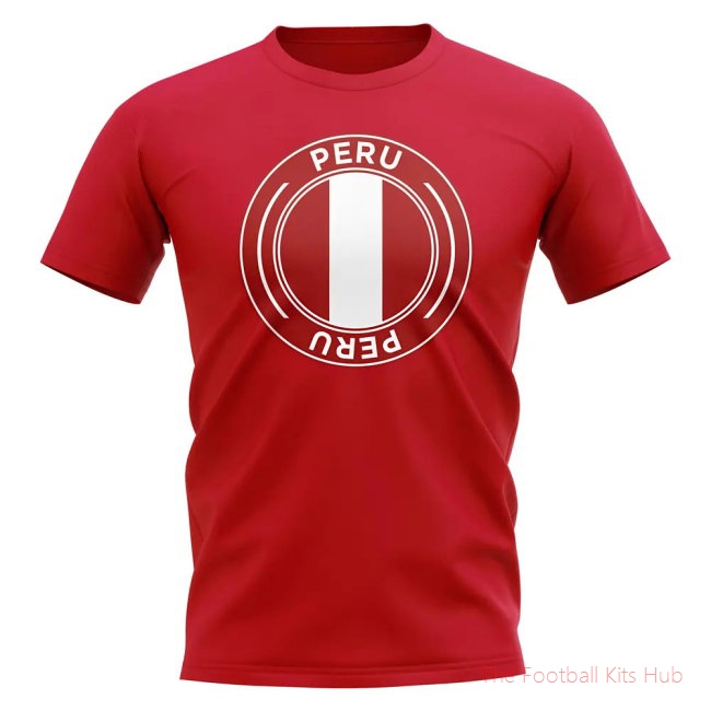 Peru Football Badge T-Shirt (Red)-unisoccer store