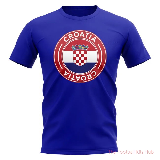 Croatia Football Badge T-Shirt (Royal)-unisoccer store
