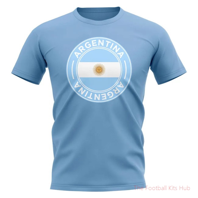 Argentina Football Badge T-Shirt (Sky)-unisoccer store