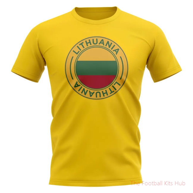 Lithuania Football Badge T-Shirt (Yellow)-unisoccer store