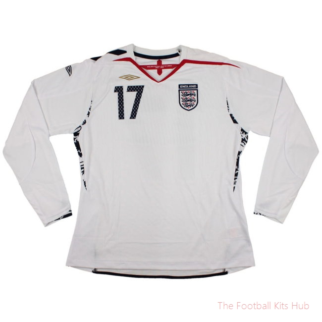 England 2007-09 Long Sleeve Home Shirt (Womans - 16) #17 (Excellent)-unisoccer store