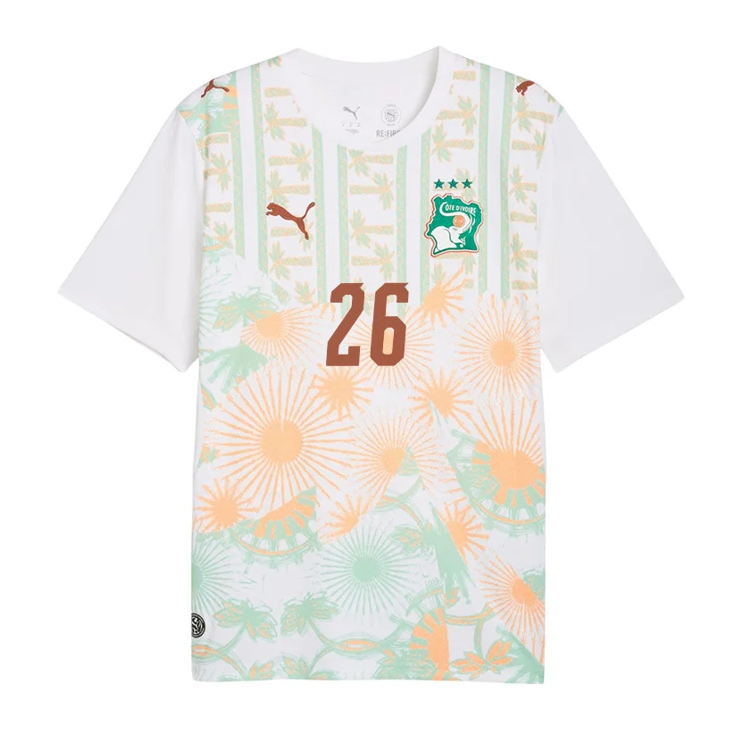 Pépé 26 Ivory Coast 2026 Away 3D Unisex T-Shirt - White Printed Fan Tee