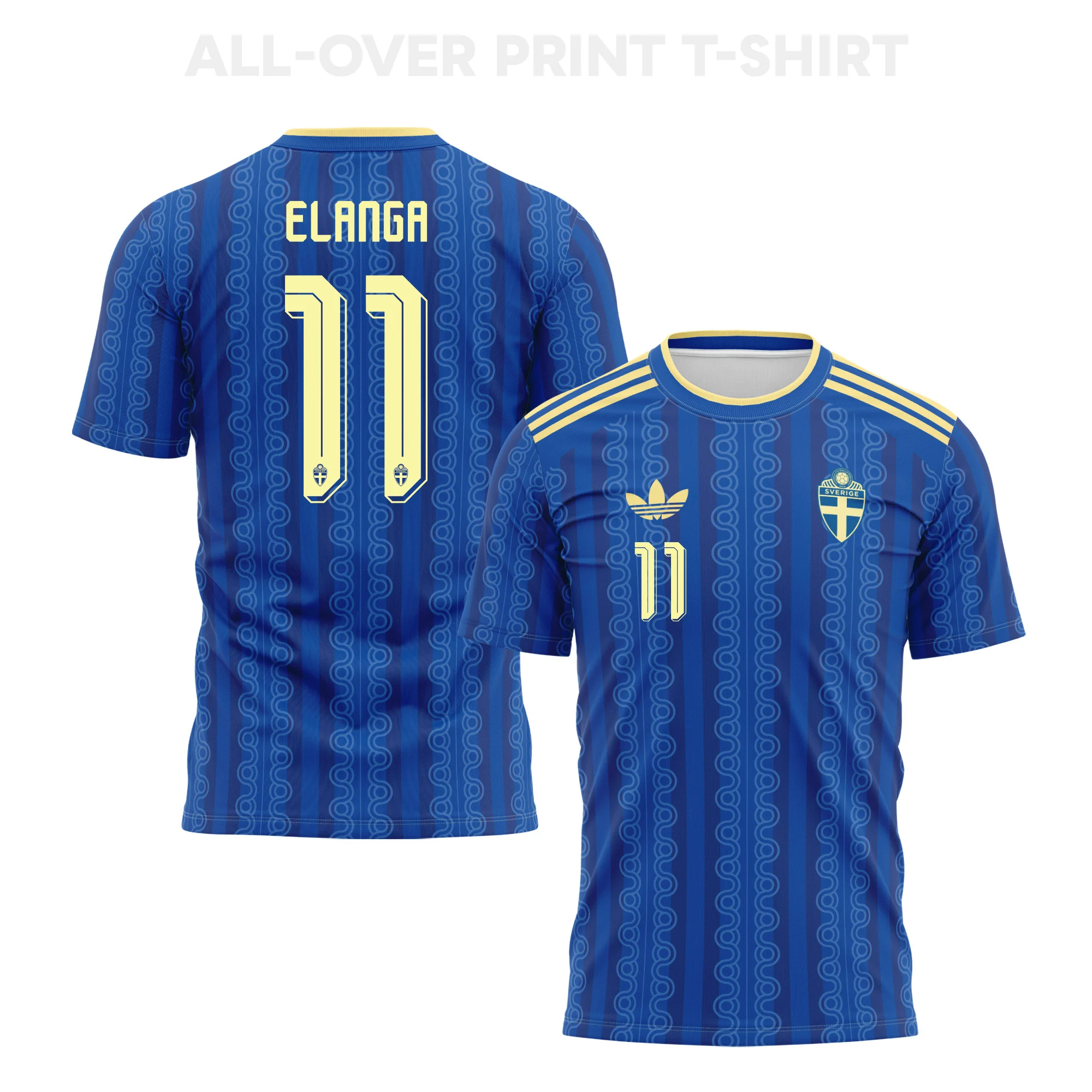 Elanga 11 Sweden 2026 Away 3D Unisex T-Shirt - Blue Printed Fan Tee