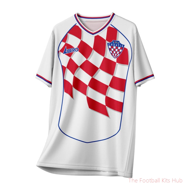Croatia 1998 Vintage Style Concept Shirt (Libero) Adult Short Sleeve-unisoccer store