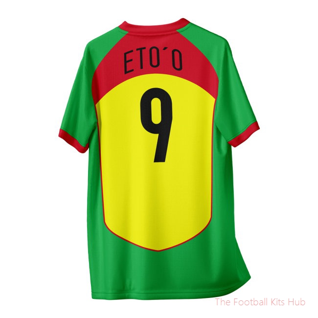 Eto\'o 9 Cameroon Vintage Style Concept Shirt Adult Short Sleeve-unisoccer store