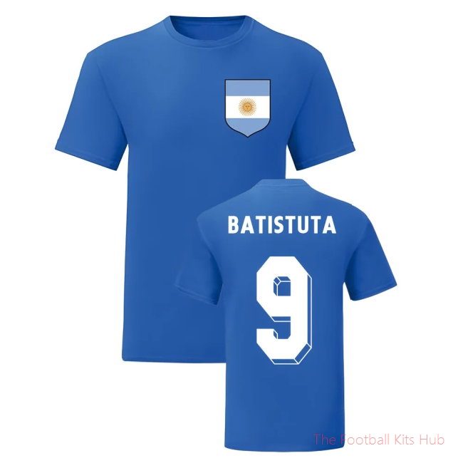 Gabriel Batistuta Argentina National Hero Tee (Blue)-unisoccer store
