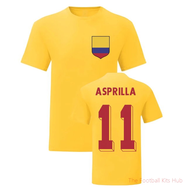 Faustino Asprilla Colombia National Hero Tee\'s (Yellow)-unisoccer store