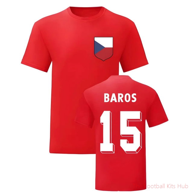 Milan Baros Czech Republic National Hero Tee\'s (Red)-unisoccer store