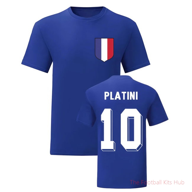 Michel Platini France National Hero Tee\'s (Blue)-unisoccer store