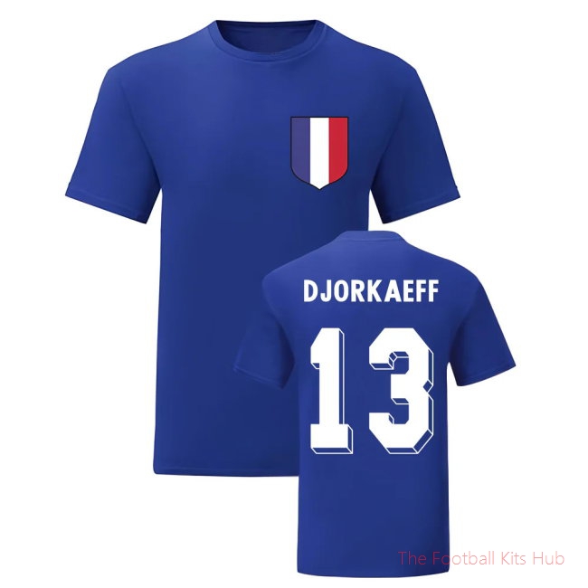 Youri Djorkaeff France National Hero Tee\'s (Blue)-unisoccer store