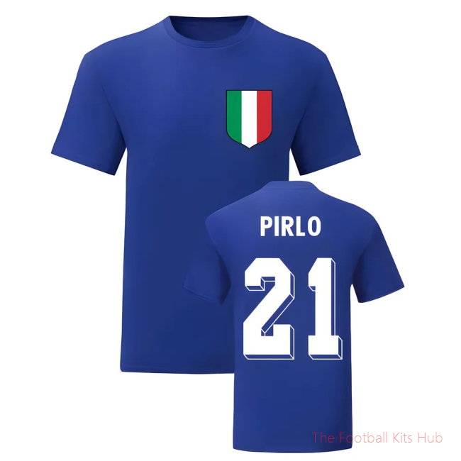 Andrea Pirlo Italy National Hero Tee\'s (Blue)-unisoccer store