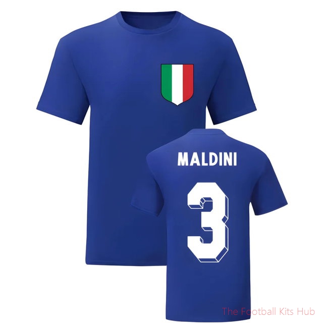 Paolo Maldini Italy National Hero Tee\'s (Blue)-unisoccer store