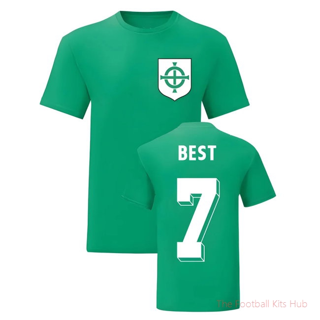 George Best Northern Ireland National Hero Tee (Green)-unisoccer store