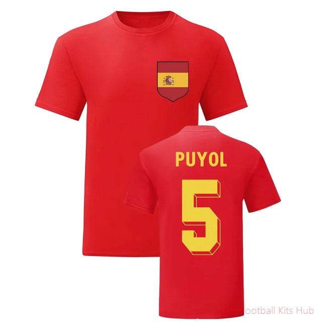 Carles Puyol Spain National Hero Tee (Red)-unisoccer store