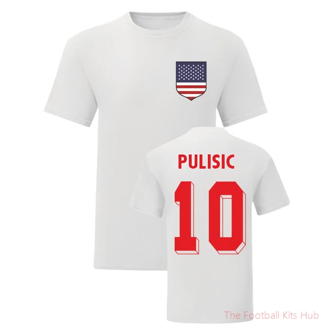 Christian Pulisic USA National Hero Tee (White)-unisoccer store