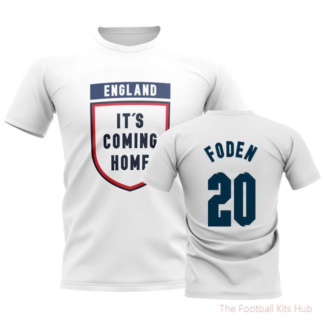 England Its Coming Home T-Shirt (Foden 20) - White-unisoccer store
