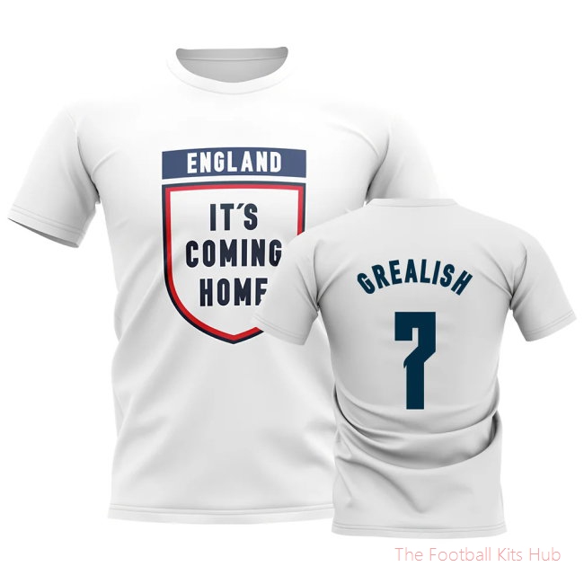 England Its Coming Home T-Shirt (Grealish 7) - White-unisoccer store