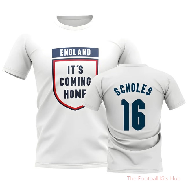 England Its Coming Home T-Shirt (Scholes 16) - White-unisoccer store