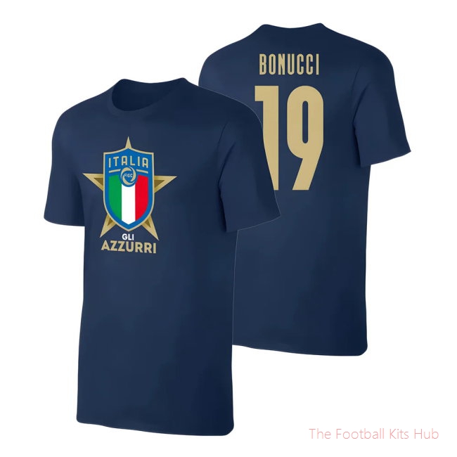 Italy Euro 2020 T-Shirt (Bonucci 19) Dark Blue-unisoccer store