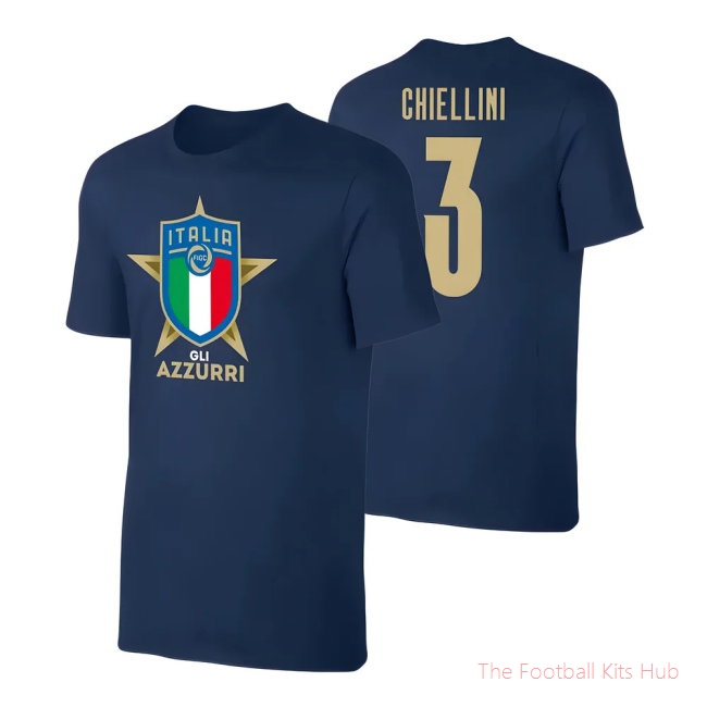 Italy Euro 2020 T-Shirt (Chiellini 3) Dark Blue-unisoccer store