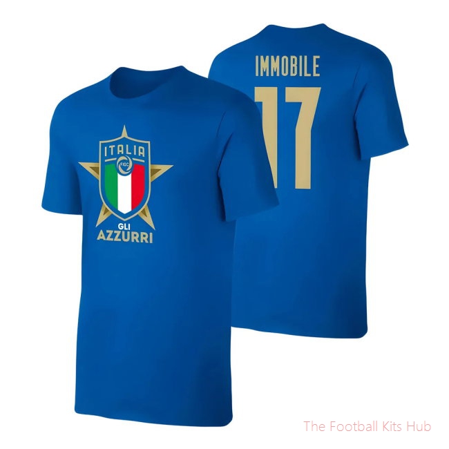 Italy Euro 2020 T-Shirt (Immobile 17) Blue-unisoccer store